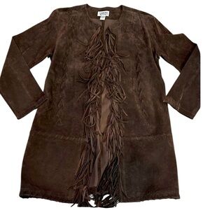 Chico’s Brown Suede Fringe coat size 0/4